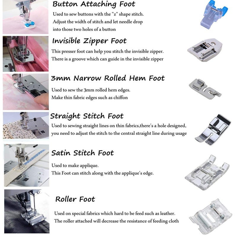 Windman Presser Feet Set 11Pcs Snap On Sewing Machine Foot for Brother Singer Janome Babylock Kenmore Low Shank Sewing Machine Use - Image 3